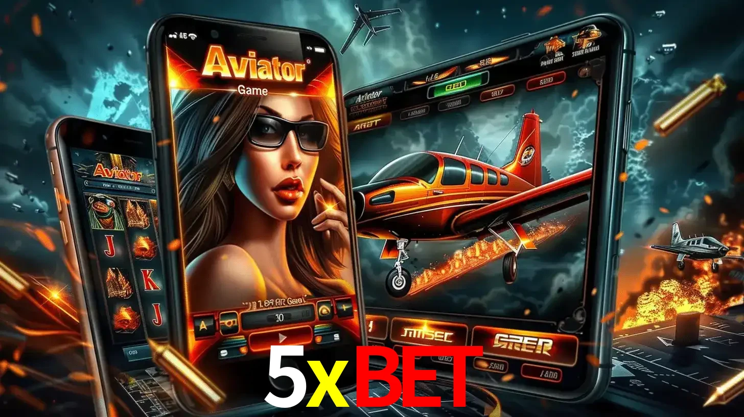 O popular jogo de apostas Aviator exibido em vários celulares e tablets, mostrando a interface emocionante e a ação de voo disponíveis para jogar agora no 5xbet.