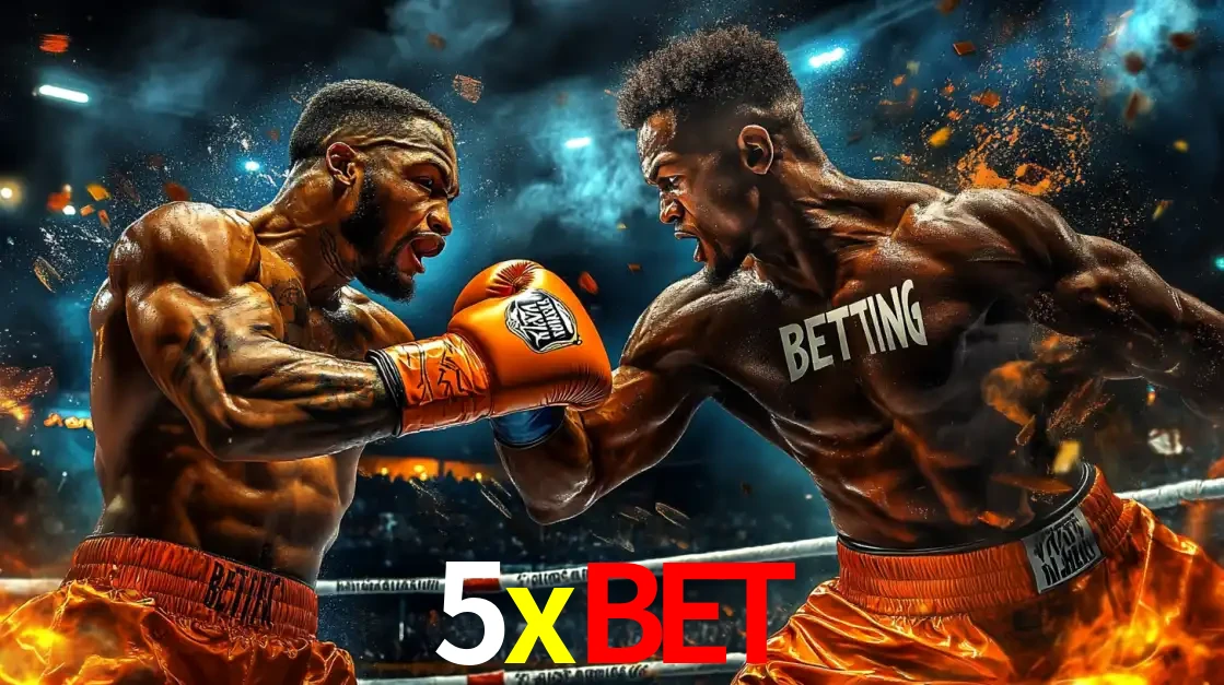 Dois boxeadores em uma luta intensa e explosiva, representando a adrenalina e as oportunidades de apostas em esportes de combate disponíveis na plataforma 5xbet.